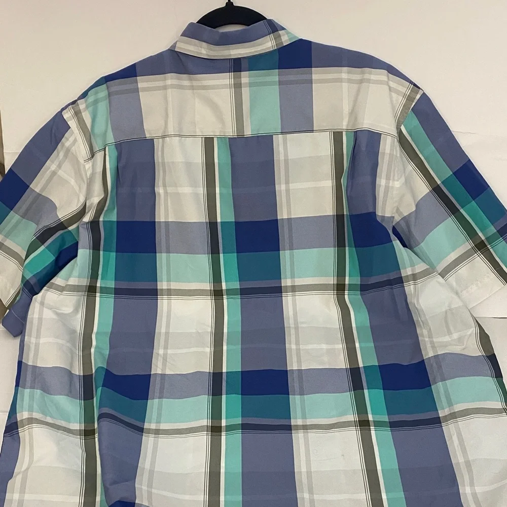 Chaps Men's Aqua and Navy Plaid Shirt - Picture 11 of 11